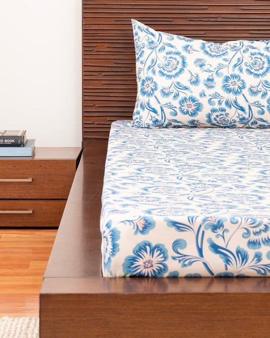 Queen-Size Bed Sheet - Indigo Blue