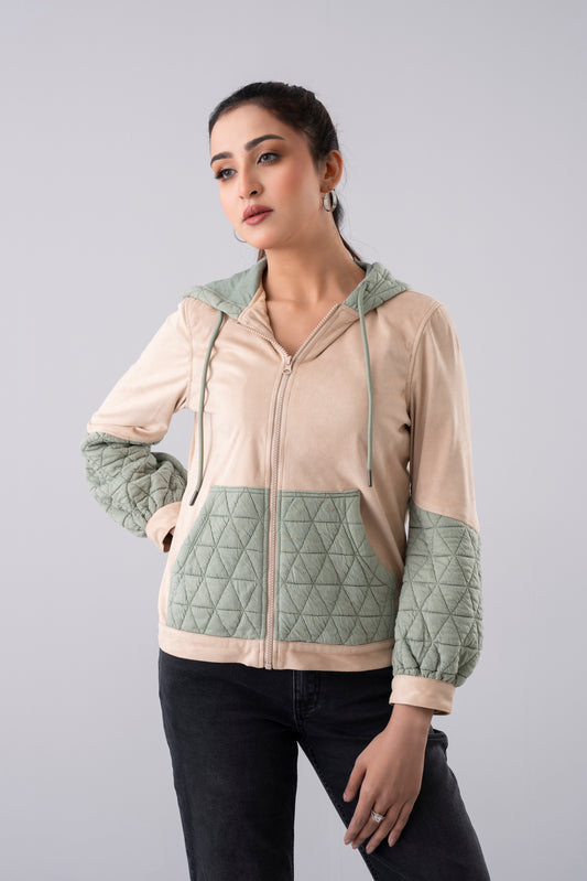 Regular Fit Semi-Quilted Hoodie