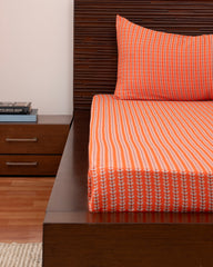 Queen-Size Bed Sheet - Orange Petals