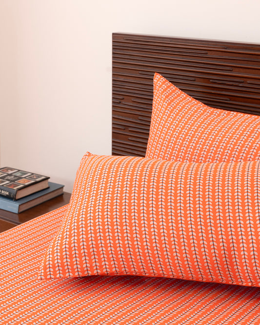 Queen-Size Bed Sheet - Orange Petals