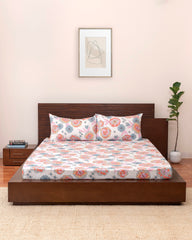 King-Size Bed Sheet - Coral Blossom