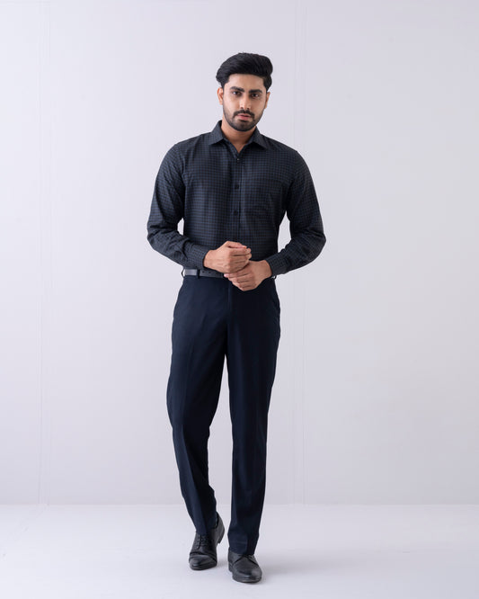 Regular Fit Herringbone Textured Check Templeton Formal Shirt