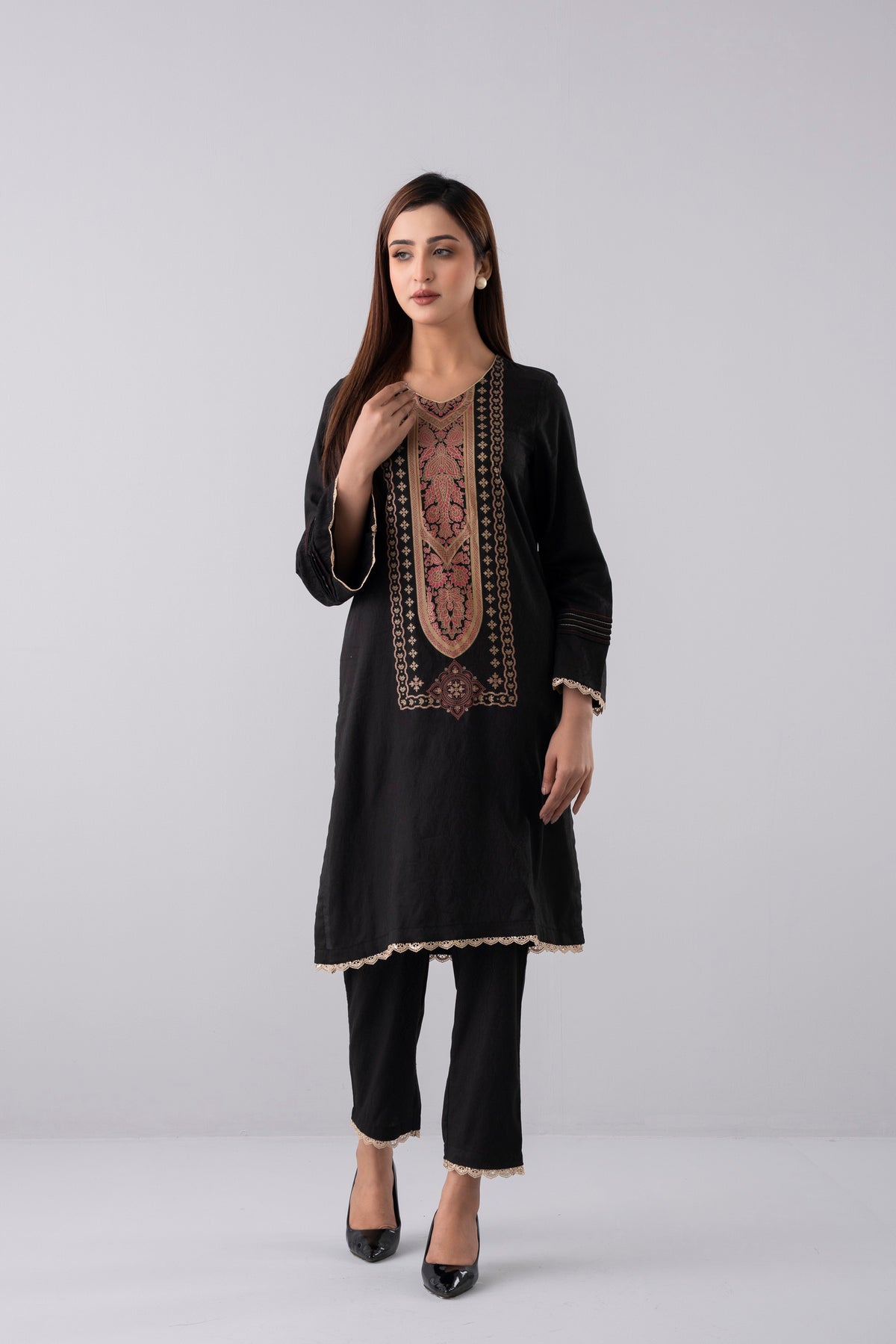 Smart Fit Two-Piece Jacquard Ethnic Set