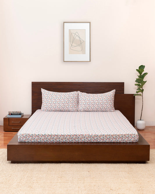 King-Size Bed Sheet - Floral Cascade