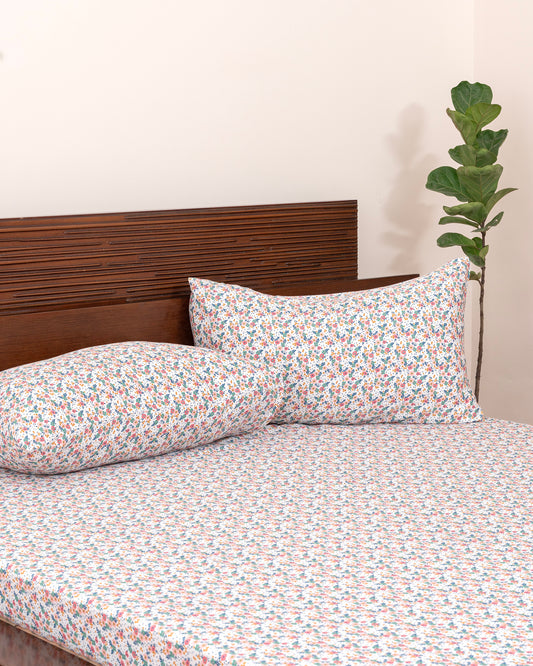 King-Size Bed Sheet - Floral Cascade