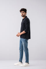 Regular Fit Cotton Design Full Sleeve Polo Shirt