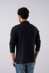Regular Fit Cotton Design Full Sleeve Polo Shirt