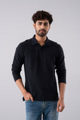 Regular Fit Cotton Design Full Sleeve Polo Shirt