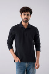 Regular Fit Cotton Design Full Sleeve Polo Shirt
