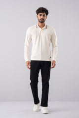 Regular Fit Mini Waffle Full Sleeve Polo Shirt