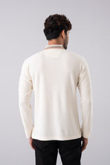 Regular Fit Mini Waffle Full Sleeve Polo Shirt