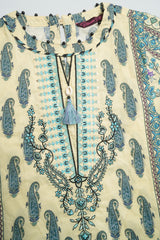 Relaxed Fit Printed Three-Piece Princess Lawn with Chiffon Dupatta