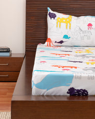 Kids Bed Sheet - Fun Animal -King Size