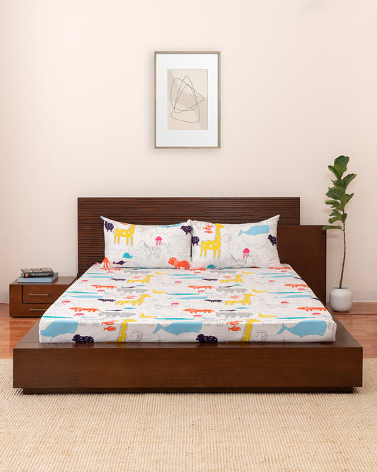 Kids Bed Sheet - King Size - Fun Animal
