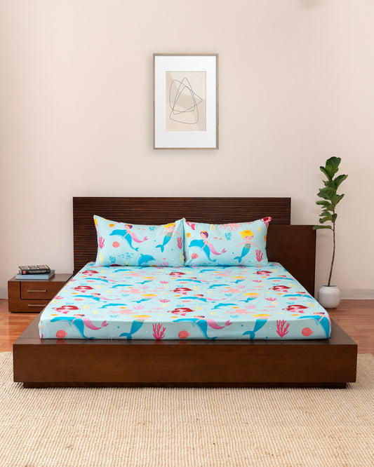 Kids Bed Sheet - King Size - Baby Blue