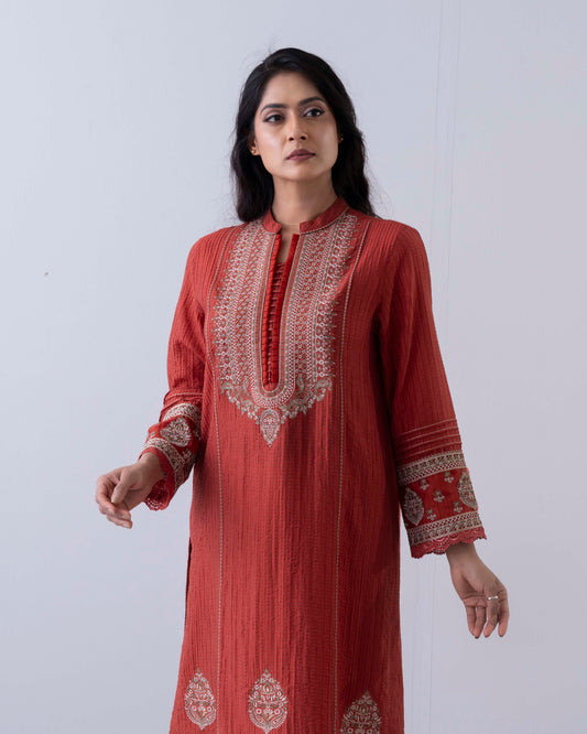 Smart-Fit Embroidered Three-Piece Semi-Formal Ethnic Set