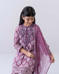 Princess Embroidered Three-Piece Lawn with Chiffon Dupatta (2-4 Years)