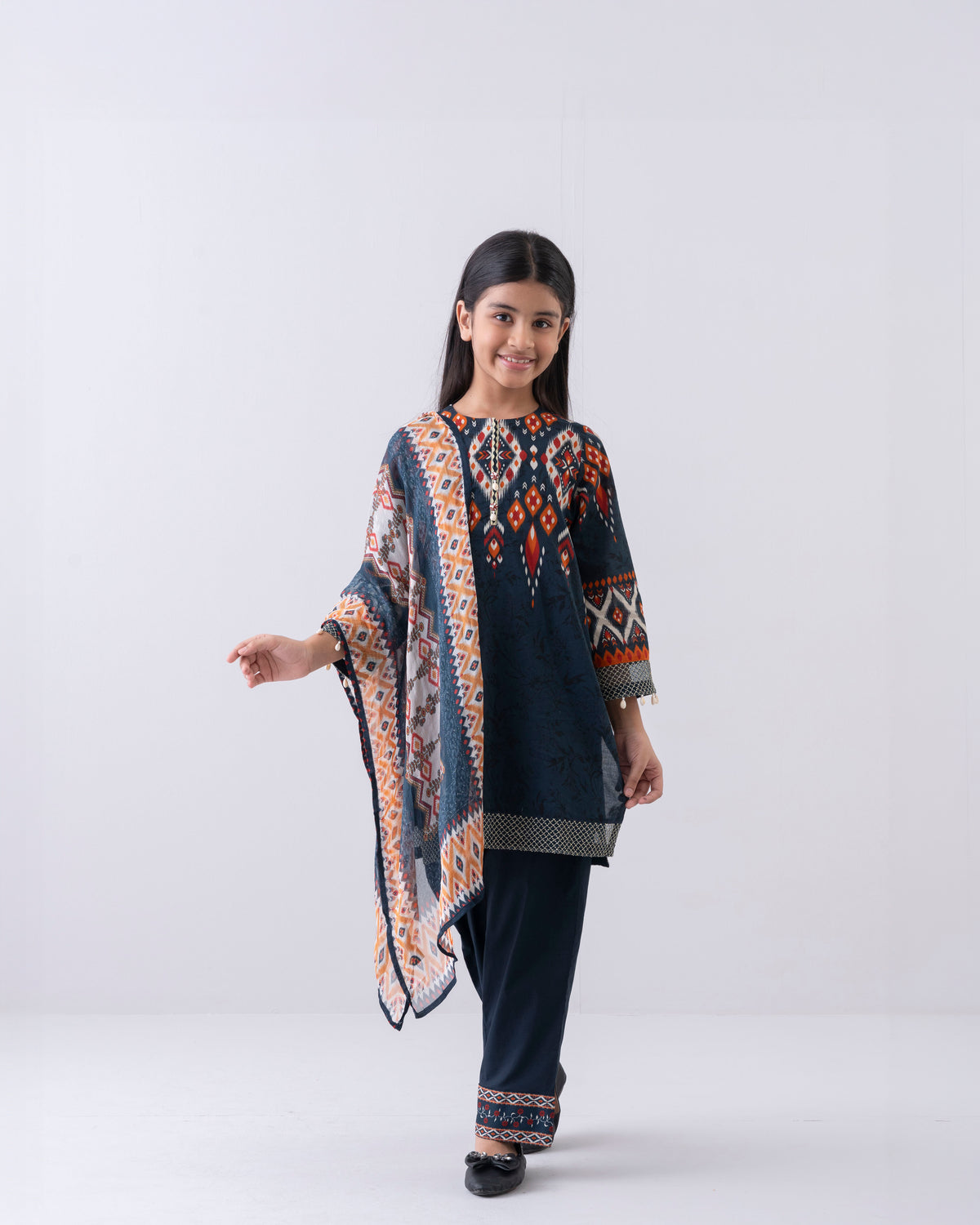 Princess Printed Three-Piece Lawn with Chiffon Dupatta (6-8 Years)