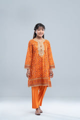 Relaxed Fit Printed Three-Piece Princess Lawn with Chiffon Dupatta (10-14 Years)