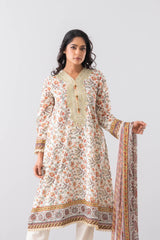 Smart Fit Digital Printed Three-Piece Lawn with Chiffon Dupatta