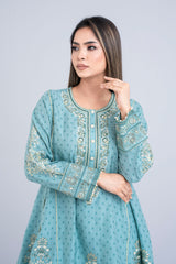 Ready-to-Wear Embroidered Three-Piece Formal Ethnic Set with Silk Dupatta