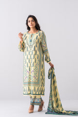 Relaxed Fit Digital Printed Three-Piece Lawn