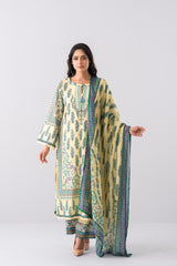 Relaxed Fit Digital Printed Three-Piece Lawn