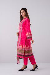 Relaxed Fit Khaddar Three-Piece Lawn with Chiffon Dupatta