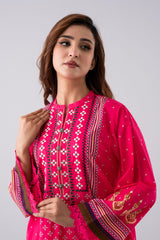 Relaxed Fit Khaddar Three-Piece Lawn with Chiffon Dupatta