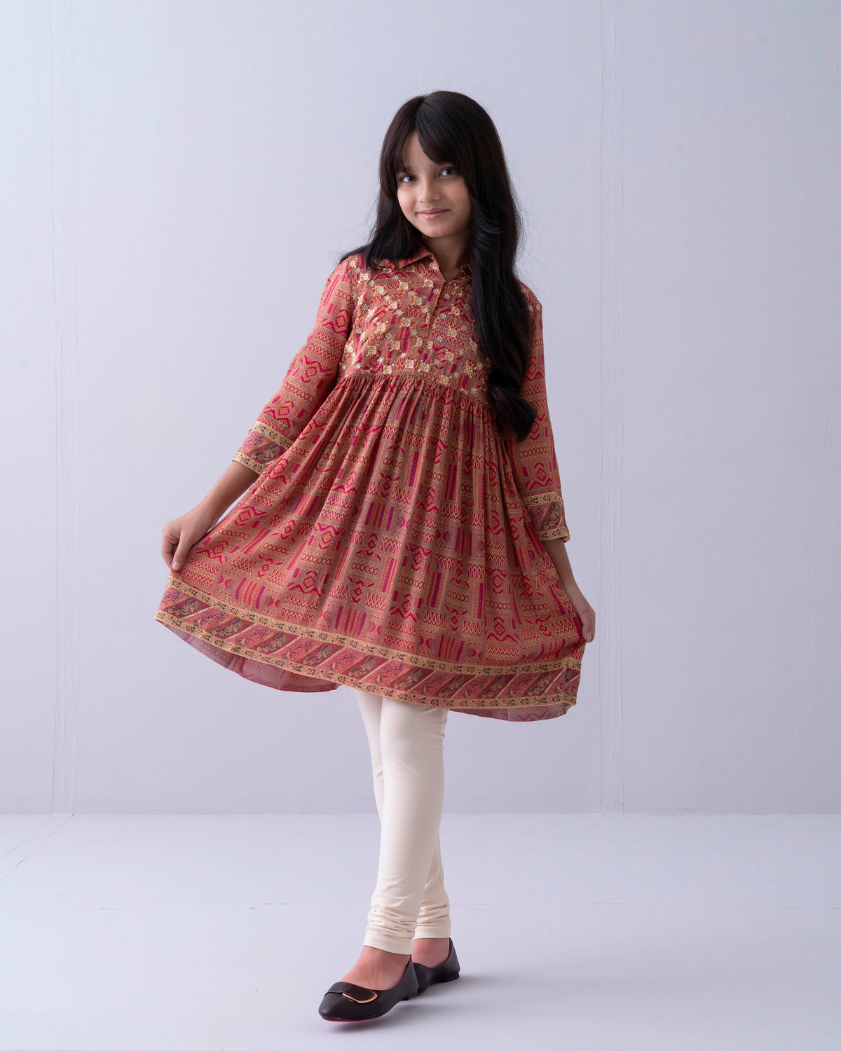 Girls' Printed Viscose Ethnic Top (6-8 Years)