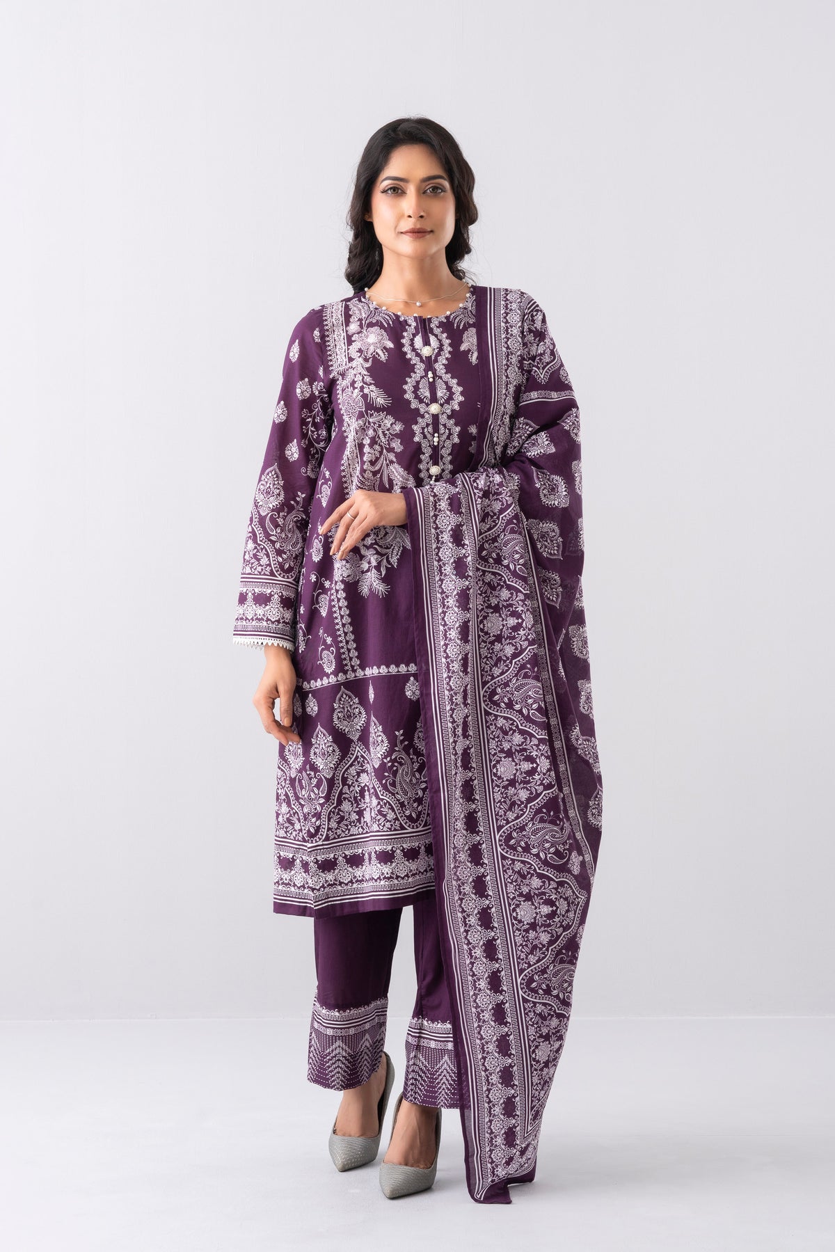Smart Fit Digital Printed Three-Piece Lawn with Cotton Dupatta