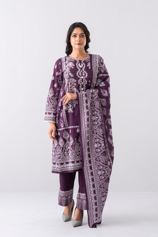 Smart Fit Digital Printed Three-Piece Lawn with Cotton Dupatta