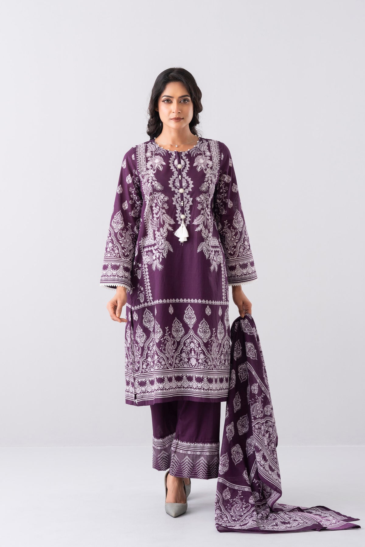Smart Fit Printed Three-Piece Lawn with Cotton Dupatta
