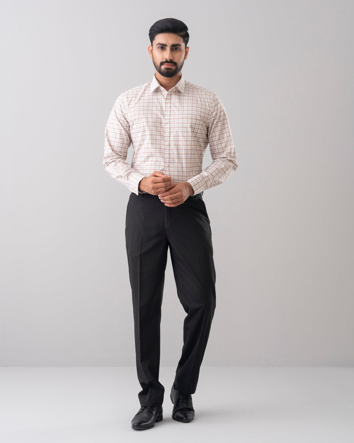 Regular Fit Micro Yarn-Dyed Check Formal Shirt