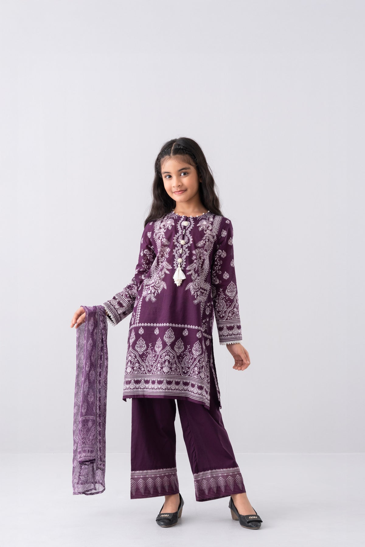 Smart Fit Printed Three-Piece Princess Lawn with Chiffon Dupatta (6-8 Years)