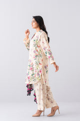 Relaxed Fit Printed Three-Piece Lawn with Chiffon Dupatta