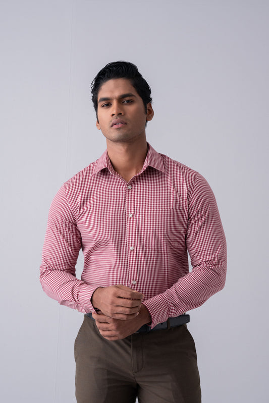Regular Fit Micro Check Formal Shirt