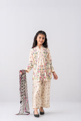 Relaxed Fit Printed Three-Piece Princess Lawn with Chiffon Dupatta (2-4 Years)