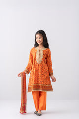 Relaxed Fit Printed Three-Piece Princess Lawn with Chiffon Dupatta (2-4 Years)