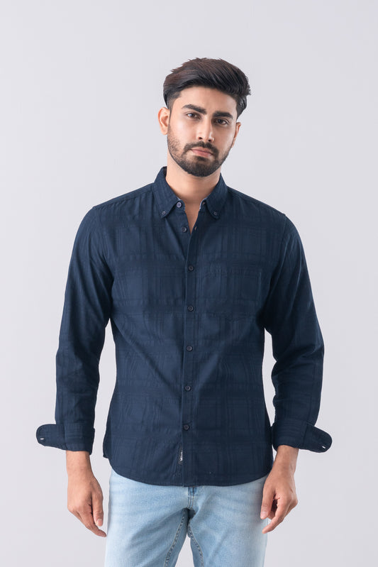 Slim Fit Textured Casual Shirt
