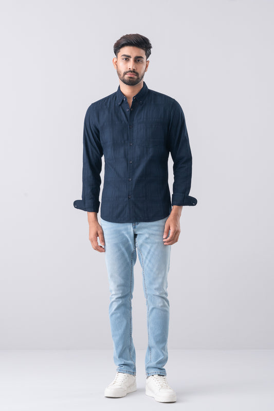 Slim Fit Textured Casual Shirt