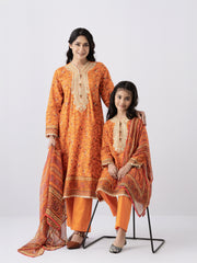 Smart Fit Printed Three-Piece Lawn with Chiffon Dupatta