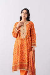 Smart Fit Digital Printed Three-Piece Lawn with Chiffon Dupatta