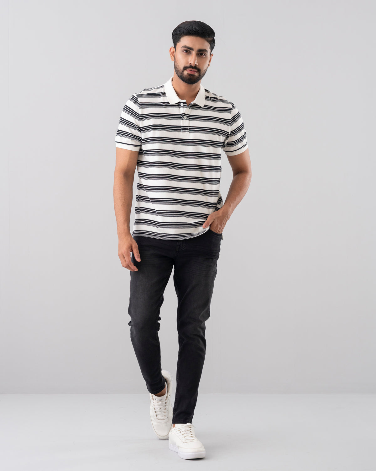 Relaxed Fit Yarn-Dyed Polo Shirt