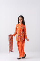 Relaxed Fit Printed Three-Piece Princess Lawn with Chiffon Dupatta (2-4 Years)
