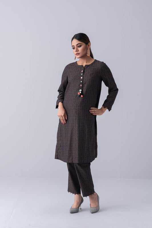 Ready-to-Wear Two-Piece Jacquard Set with Matching Bottoms