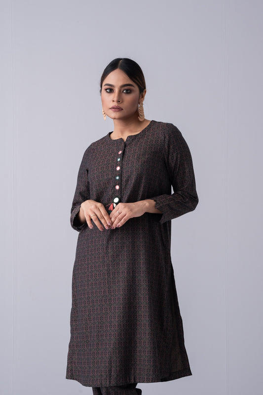 Ready-to-Wear Two-Piece Jacquard Set with Matching Bottoms