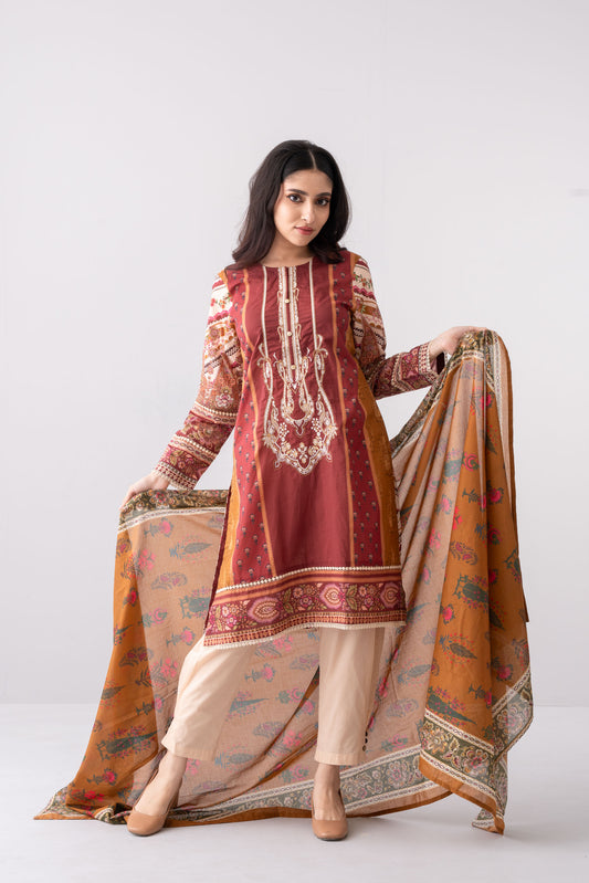 Digital Printed Three Piece Lawn Salwar Kameez Suit
