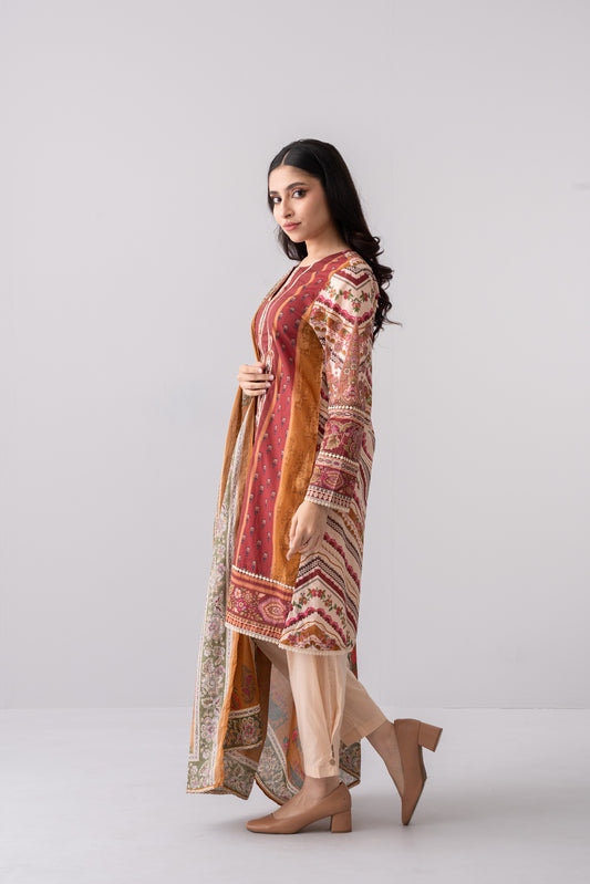 Digital Printed Three Piece Lawn Salwar Kameez Suit