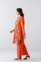 Relaxed Fit Printed Three-Piece Lawn with Chiffon Dupatta